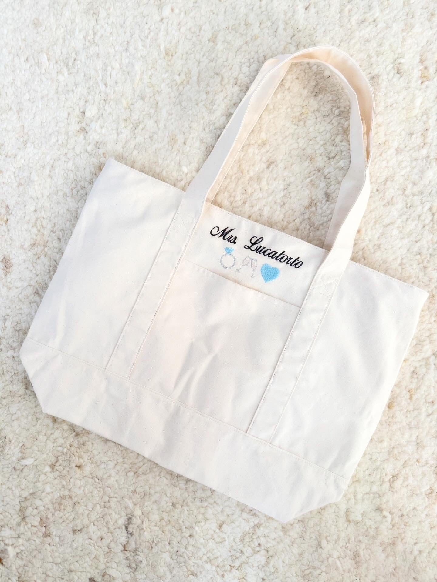 The “Mrs.” Personalized Tote Bag | Custom Bride Canvas Tote for Wedding, Honeymoon & Bridal Gifts