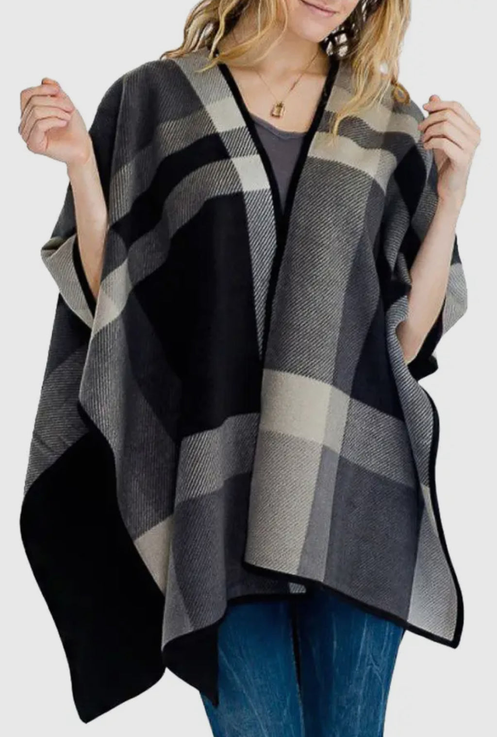 Monogram Plaid Poncho