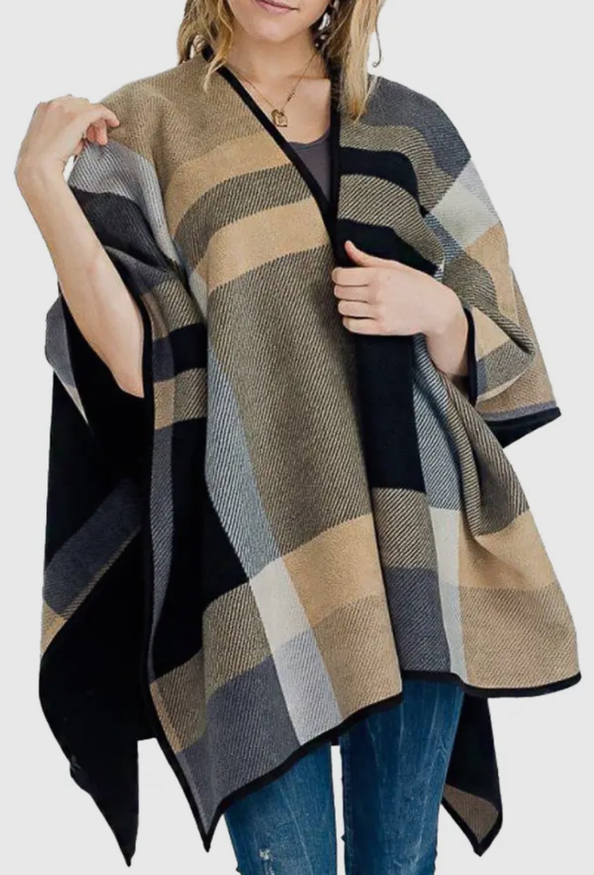 Monogram Plaid Poncho